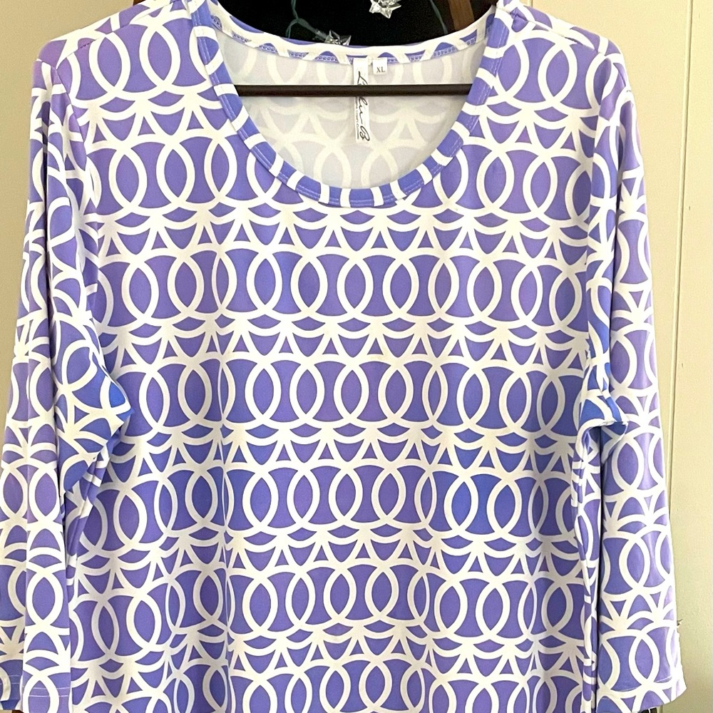 Lulu B dress SPF50 great for cruise wear never wrinkles XL EUC purple  and white